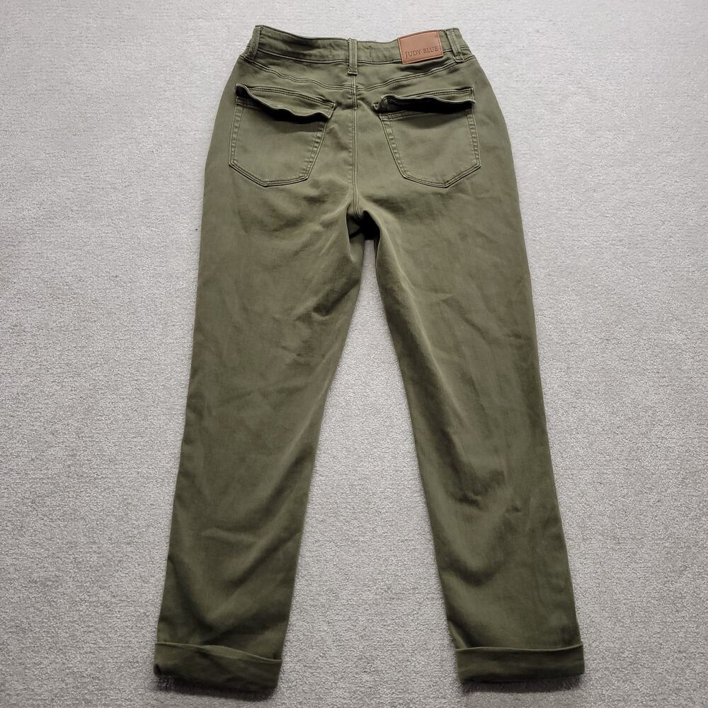 Judy Blue Womens 7/28 Olive Green Straight Leg Utility Jeans Stretch Cuffed - Picture 2 of 9